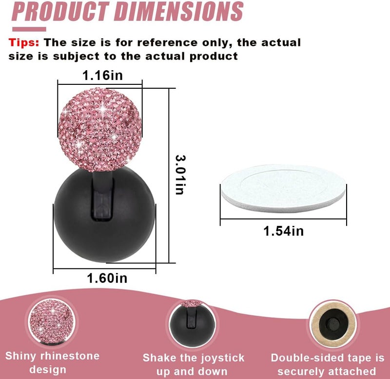 LHDOS Car Push Start Button Cover, Rhinestone Engine Start Stop Button Joystick Covers, One-Button Push to Start Rocker Cover, Car Interior Decoration Accessories for Cars, Computers, and More (Pink) - Image 2